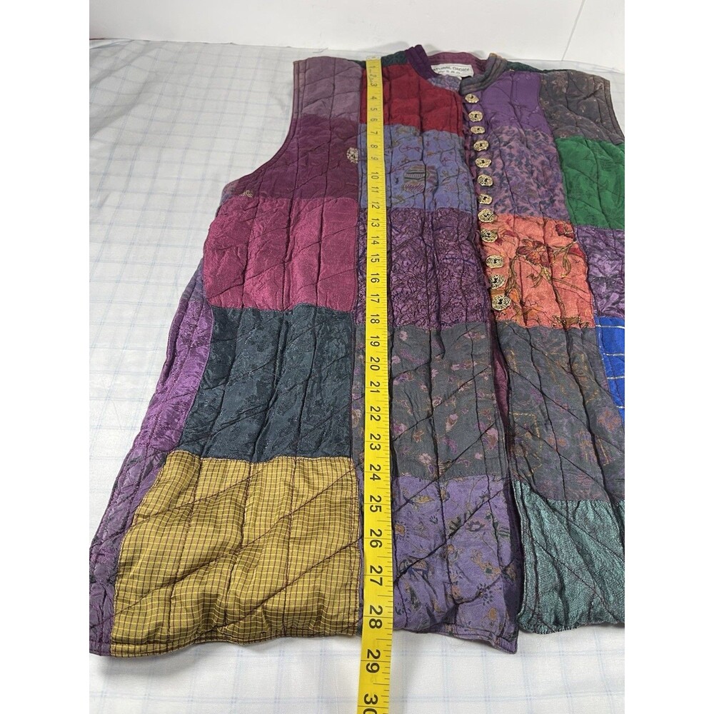 VTG Natural Choice by S.R.G. Quilted Patchwork Vest L Rayon Boho Gypsy India L - Picture 5 of 10